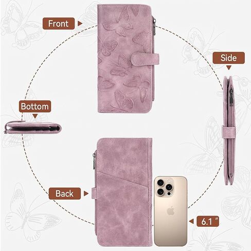 BELTANA RFID Wallet Women Thin Womens Wallet Compact Long Ladies Wallet for Women Butterfly Design (Purple) in Saudi Arabia