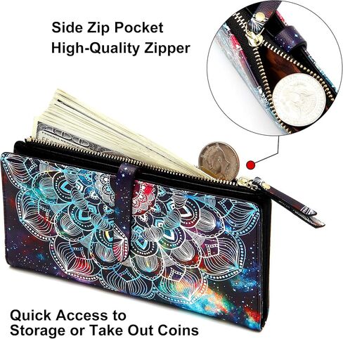 Slim Wallets for Women Credit Card Holder RFID Bifold Clutch Wallets Checkbook with Zipper Pocket in Kuwait