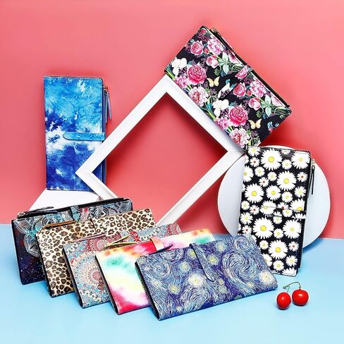 Slim Wallets for Women Credit Card Holder RFID Bifold Clutch Wallets Checkbook with Zipper Pocket in Kuwait