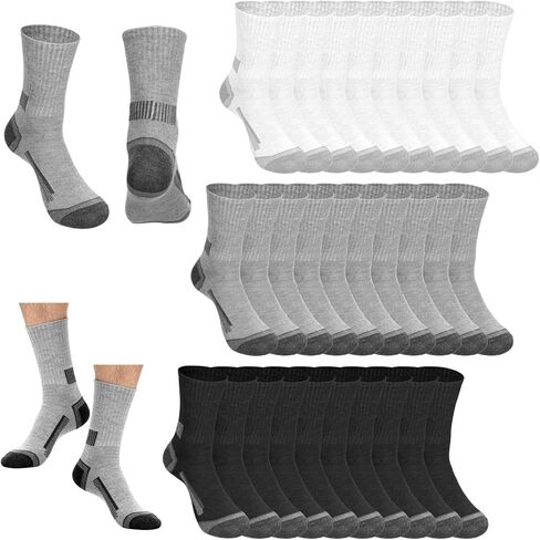 30 Pairs Mens Crew Athletic Socks for Men Moisture Wicking Cushion Crew Socks Mens Athletic Crew Socks Cushion Running Work Breathable Outdoor Socks Hiking Socks for Workout Sport Travel in Saudi Arabia