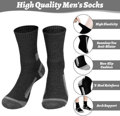 30 Pairs Mens Crew Athletic Socks for Men Moisture Wicking Cushion Crew Socks Mens Athletic Crew Socks Cushion Running Work Breathable Outdoor Socks Hiking Socks for Workout Sport Travel in Saudi Arabia