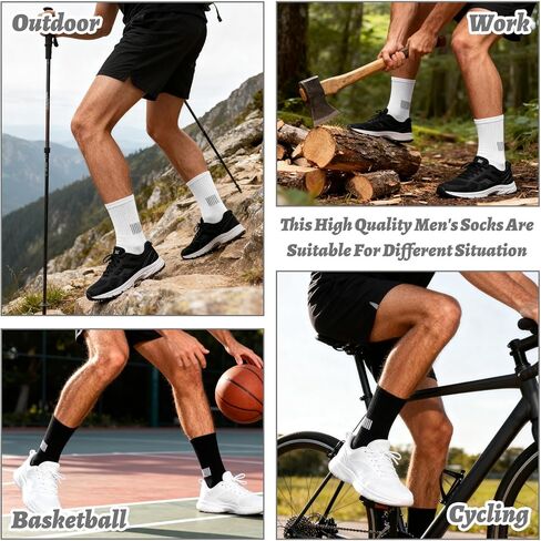 30 Pairs Mens Crew Athletic Socks for Men Moisture Wicking Cushion Crew Socks Mens Athletic Crew Socks Cushion Running Work Breathable Outdoor Socks Hiking Socks for Workout Sport Travel in Saudi Arabia