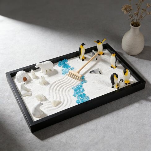 مجموعة ديكور 47 قطعة من البطريق وحيوانات المزرعة 47 قطعة، مجموعة علاج الاسترخاء الذهني على الطاولة للبالغين مع حيوانات مصغرة، صندوق رمل لتخفيف التوتر للتأمل في المنزل والمكتب in Kuwait