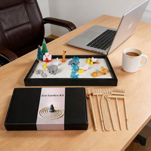 مجموعة ديكور 47 قطعة من البطريق وحيوانات المزرعة 47 قطعة، مجموعة علاج الاسترخاء الذهني على الطاولة للبالغين مع حيوانات مصغرة، صندوق رمل لتخفيف التوتر للتأمل في المنزل والمكتب in Kuwait