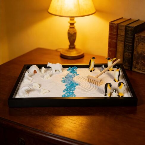 مجموعة ديكور 47 قطعة من البطريق وحيوانات المزرعة 47 قطعة، مجموعة علاج الاسترخاء الذهني على الطاولة للبالغين مع حيوانات مصغرة، صندوق رمل لتخفيف التوتر للتأمل في المنزل والمكتب in Kuwait