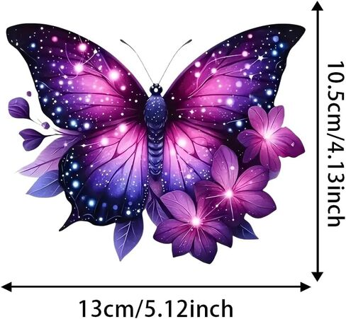 2pc Vibrant Purple Butterfly and Floral Decal, 5.12''x4.13'' Vinyl Self-Adhesive Sticker for Car, Truck, Motorcycle, Laptop - Animal Themed Design, Weatherproof Car Sticker Decal | CZ36 in Saudi Arabia