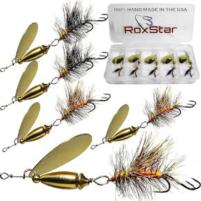 𝐑𝐨𝐱𝐒𝐭𝐚𝐫 𝐅𝐥𝐲 𝐒𝐭𝐫𝐢𝐤𝐞𝐫𝐬 1/3oz سلسلة ستيلهيد وسمك السلمون | مصنوع يدويًا في الولايات المتحدة الأمريكية | التنغستن ستيلهيد يطير معظم سمك السلمون المرقط الدوار | ثبتت كفاءته على المستوى الوطني في صيد الأسماك باستخدام أي أداة صيد دوارة. in Kuwait