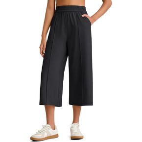 G4Free Chillwhisp Lightweight Flowy Wide Leg Capris Women - Front Seam Summer Cropped Pants for Travel Beach in Kuwait