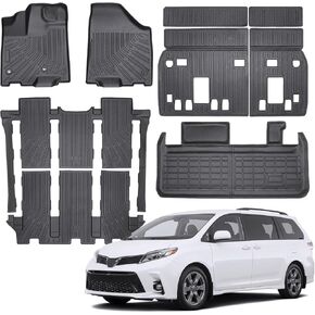 Floor Mats Compatible with Toyota Sienna 2013-2020(Only 8 Seats),All Weather Protection Duarble TPE Cargo Liner Accessories for Sienna 2013 2014 2015 2016 2017 2018 2019 2020 in Saudi Arabia