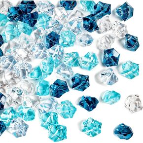 مكعبات ثلج وهمية، 500 قطعة من الصخور الملونة للمزهريات، ألماس بلاستيكي 11 * 14 مم، حشوات مزهرية مكعبات ثلج بلاستيكية للقطع المركزية (أزرق فاتح، أزرق ساطع، أزرق داكن، شفاف) in Kuwait