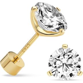 ASHINE Cubic Zirconia Flat Back Stud Earrings for Women, 925 Sterling Silver Screw Back Posts, Cartilage & Helix Piercing Jewelry in Kuwait