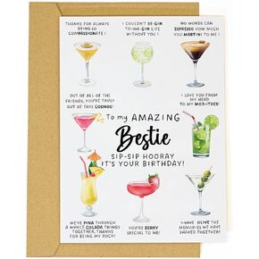 Cocktail Birthday Card for Best Friend–Funny and Cute Greeting Card for Women Bestie or Friend–Friendship Birthday Card for Her–Birthday Gift Card Alternative for Girls Night or BFF Surprise (Type-A) in Saudi Arabia