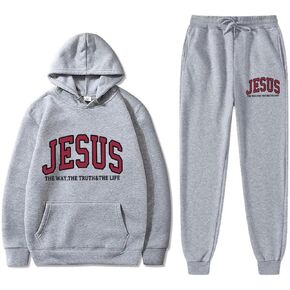 يسوع 2 قطعة رياضية هوديي الإيمان المسيحي الديني الله رجل امرأة البلوز البدلة in Kuwait