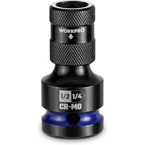 WORKPRO 3/8-inch Square to 1/4-inch Hex Quick Release Impact Socket Adapter and Bit Holder for Ratchet Wrenches, Drivers, Drills - Made from Durable CR-MO Steel in Kuwait