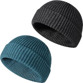 Reflective Winter Beanie Hat for Women Men Adults Visibility Knitted Polar Fleece Lined Cap for Outdoor at Night in Kuwait