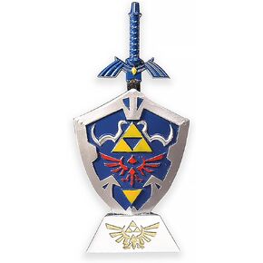 مستوحاة من Legend of Zelda - فتاحة حروف Master Sword باللون الأزرق مقاس 6.3 بوصة وحلية درع Hylian من Link، PVC، مثالية لمجموعة محبي ألعاب Zelda، عرض زخرفي وهدية فريدة in Kuwait