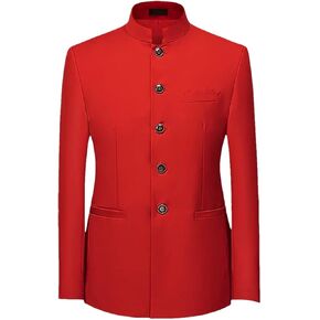 Men's Chinese Stand Collar Blazer Solid Casual Suit Jacket Wedding Business Slim Fit Blazer in Saudi Arabia