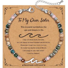 أساور موجة للنساء أساور الحجر الطبيعي تخزين المواد للنساء هدايا عيد ميلاد للمرأة عيد الميلاد تخزين المواد هدايا مجوهرات فريدة من نوعها لأمي أخت عاشق أفضل صديق in Kuwait