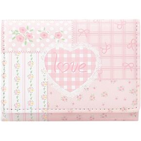 Sunwel Fashion Coquette Patchwork Prints لطيف محفظة صغيرة حامل بطاقة الهوية نافذة للنساء الفتيات (الوردي) in Kuwait