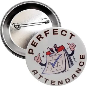 School Award pin: PERFECT ATTENDANCE AWARD - 2.25" pinback button for student recognition - pack of 10 in Kuwait