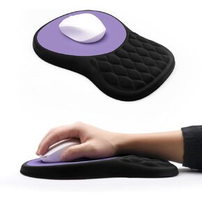 Ergonomic Mouse Pad with Wrist Support, Memory Foam Mousepad with Massage Design, Wrist Rest Mouse Pads for Carpal Tunnel Pain Relief, Non-Slip PU Base for Office Desk/Gaming (Black+Purple) in Saudi Arabia