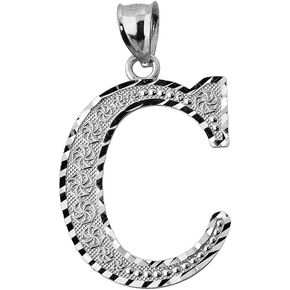 925 Sterling Silver Initial Letter C Charm Pendant, 0.7" in Saudi Arabia