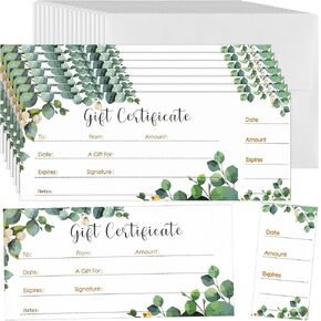 Nuanchu 100 Pcs Gift Certificates for Business 4.7 x 2.4 in Gift Certificates with Envelopes Blank Cards with Name and Address Voucher for Spa Salon Restaurants Birthday(Classic) in Kuwait