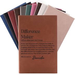 مجلة صانع الفروق الشخصية مع الاسم - دفتر ملاحظات مبطن بالجلد مخصص، غطاء تعريف ملهم، هدية شكر للمعلم، المرشد، المدرب، تذكار تقدير القائد in Kuwait