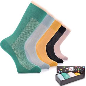 Hugh Ugoli Men's Rayon Dress Socks for Business, Trouser & Thin, Seamless, Crew Socks in Gift Box, Shoe Size: 7-12, 4-5 Pairs in Saudi Arabia