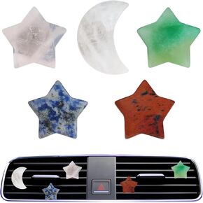 Boho Car Decor, 5pcs Stars Moon Air Vent Clips, Natural Stone Crystals Air Vent Clips, Refillable Car Fresheners,Hippie Decorations Accessories for Women, Best Wishes for Lover and Friend in Kuwait
