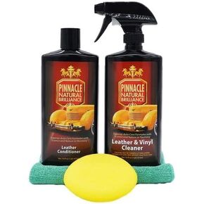 Pinnacle Natural Brilliance Leather Combo | Automotive Leather Conditioner & Vinyl Cleaner | Clean & Condition Combo Kit | 2-Piece Set | PIN-250340 | 2 x 16oz Bottles in Kuwait