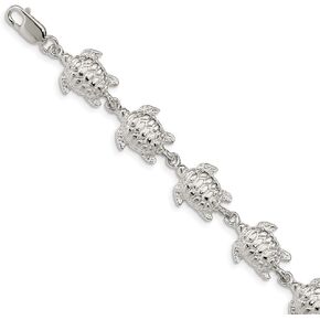 سوار السلاحف البحرية من الفضة الإسترليني عيار 925 - مع مشبك قفل آمن على شكل جراد البحر مقاس 7 بوصات in Kuwait