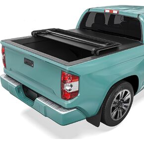 غطاء تونيو لسرير الشاحنة ناعم ثلاثي الطي مناسب لسيارة Toyota Tundra 2014-2021 مع نظام السكك الحديدية على سطح السفينة (باستثناء إصدار Trail) سرير 5.5 قدم in Kuwait