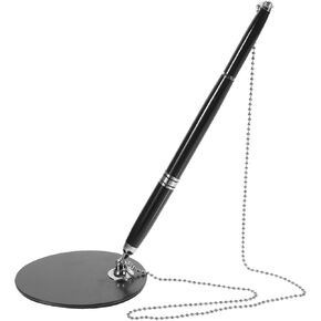 SUPVOX Business Signature Ballpoint Pen 0.5mm with Chain Desktop Counter Office Accessory Black Ink Silver Clip for Business Use in Kuwait
