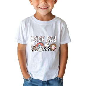 الفتيان الفتيات لعبة يوم تي شيرت للطفل قميص كرة القدم الاطفال البيسبول المحملة ملابس قطنية لطيف قصيرة الأكمام بلايز 2-8 سنوات in Kuwait