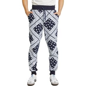 Men’s Bandana Print Fleece Joggers – Warm Winter Sweatpants with Elastic Drawstring Waist, Soft Lined Streetwear Pants in Kuwait