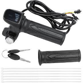 Ebike Full Twist Throttle Compatible with Ridstar Q20, 48V 3-pin Plug-and-Play Waterproof Throttle, LCD Display with Key Lock, Fits for Throttle Handles of Most E-Bikes and Motorcycles in Kuwait