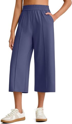 G4Free Chillwhisp Lightweight Flowy Wide Leg Capris Women - Front Seam Summer Cropped Pants for Travel Beach in Saudi Arabia