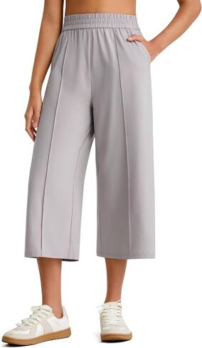 G4Free Chillwhisp Lightweight Flowy Wide Leg Capris Women - Front Seam Summer Cropped Pants for Travel Beach in Saudi Arabia