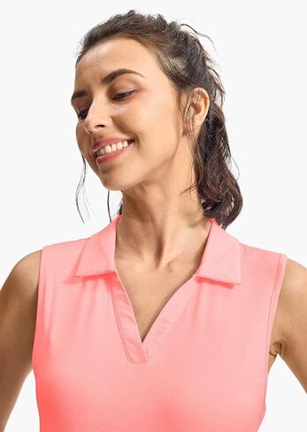 YSENTO Women's Golf Shirts Sleeveless Polo Shirt Apparel Tennis UPF 50 Collared V Neck Summer Tops Clothes Quick Dry in Saudi Arabia