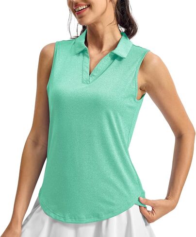 YSENTO Women's Golf Shirts Sleeveless Polo Shirt Apparel Tennis UPF 50 Collared V Neck Summer Tops Clothes Quick Dry in Saudi Arabia
