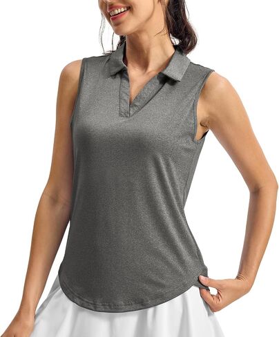 YSENTO Women's Golf Shirts Sleeveless Polo Shirt Apparel Tennis UPF 50 Collared V Neck Summer Tops Clothes Quick Dry in Saudi Arabia