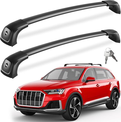 قضبان متقاطعة لحامل السقف من FengYu بوزن 260 رطلًا متوافقة مع Mazda CX-50 CX50 2023 2024 (مع قضبان جانبية متدفقة)، قضبان سقف من الألومنيوم شديدة التحمل قابلة للقفل وقضبان شحن وقضبان زورق على السطح باللون الأسود لحمل الأمتعة in Kuwait