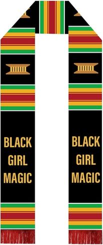 Black Girl Magic Grads Scarf African American Graduation Stole Scarf with Red Tassels in Kuwait