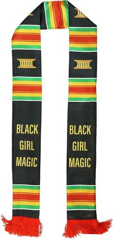 Black Girl Magic Grads Scarf African American Graduation Stole Scarf with Red Tassels in Kuwait