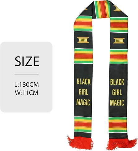 Black Girl Magic Grads Scarf African American Graduation Stole Scarf with Red Tassels in Kuwait
