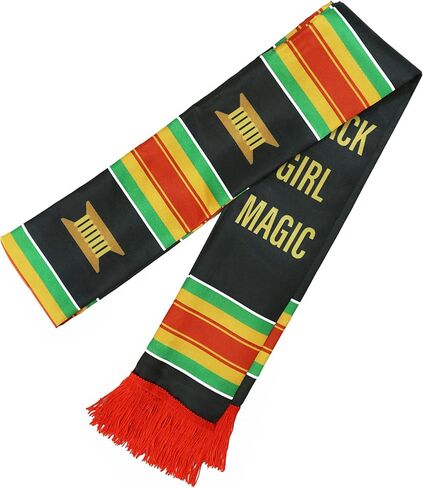 Black Girl Magic Grads Scarf African American Graduation Stole Scarf with Red Tassels in Kuwait