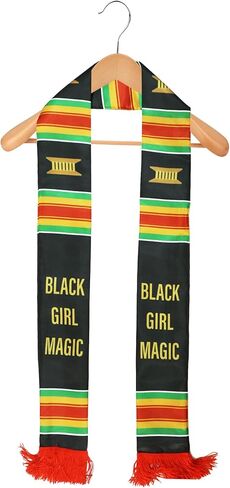 Black Girl Magic Grads Scarf African American Graduation Stole Scarf with Red Tassels in Kuwait