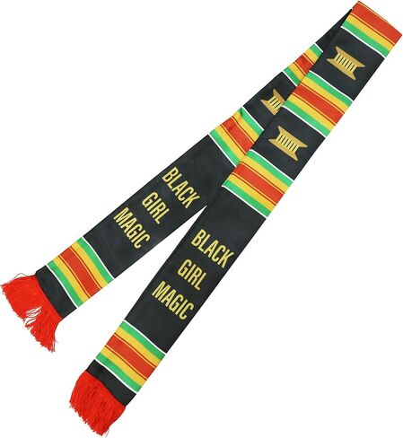 Black Girl Magic Grads Scarf African American Graduation Stole Scarf with Red Tassels in Kuwait