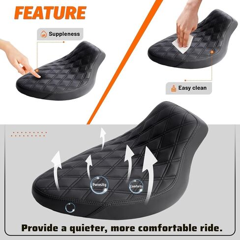 KUAFU Rear Fender & Seat Compatible with 2006-2017 Harley Davidson Softail Street Bob Breakout Fat Boy(200mm Tire Models) Pad Cushion Fender Set - Black in Saudi Arabia